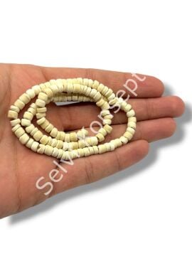 Hindistan Cevizi Kabuğu (Coconut) Ahşap Dizi Boncuk Krem 5-6 mm