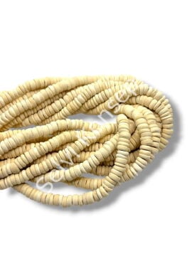 Hindistan Cevizi Kabuğu (Coconut) Ahşap Dizi Boncuk Krem 8 mm