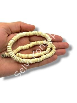 Hindistan Cevizi Kabuğu (Coconut) Ahşap Dizi Boncuk Krem 8 mm