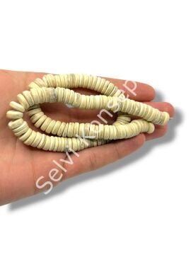 Hindistan Cevizi Kabuğu (Coconut) Ahşap Dizi Boncuk Krem 10 mm