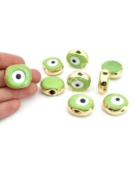 Altın Kaplama Fıstık Yeşili Danagöz Boncuk