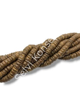 Hindistan Cevizi Kabuğu (Coconut) Ahşap Dizi Boncuk Koyu Kahverengi 10 mm