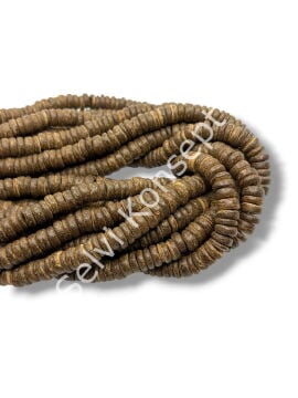 Hindistan Cevizi Kabuğu (Coconut) Ahşap Dizi Boncuk Koyu Kahverengi 10 mm