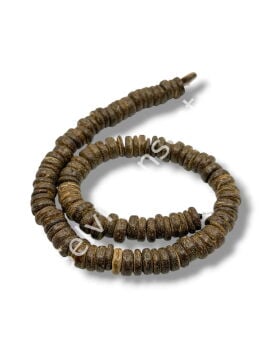Hindistan Cevizi Kabuğu (Coconut) Ahşap Dizi Boncuk Koyu Kahverengi 10 mm