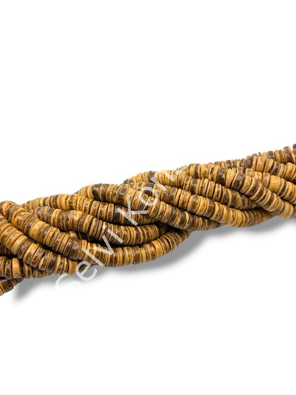 Hindistan Cevizi Kabuğu (Coconut) Ahşap Dizi Boncuk Açık Kahverengi 10 mm