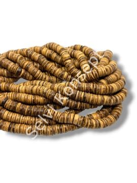 Hindistan Cevizi Kabuğu (Coconut) Ahşap Dizi Boncuk Açık Kahverengi 10 mm