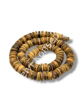Hindistan Cevizi Kabuğu (Coconut) Ahşap Dizi Boncuk Açık Kahverengi 10 mm