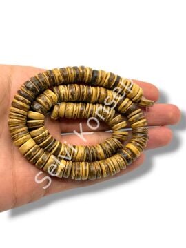 Hindistan Cevizi Kabuğu (Coconut) Ahşap Dizi Boncuk Açık Kahverengi 10 mm