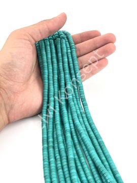 Doğal Silindir Turkuaz Dizi 6x3 mm
