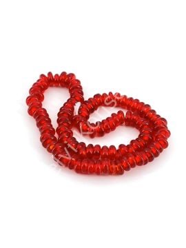 Rondela Dizi Cam Boncuk Şeffaf Kırmızı 7,5x3,5 mm