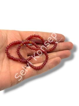 El Yapımı Mat Silindir Cam Boncuk Kırmızı 4x2,5 mm