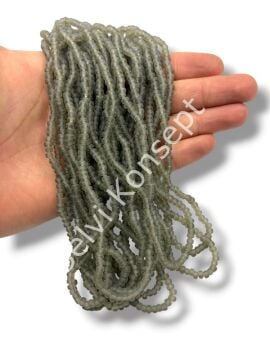 El Yapımı Mat Silindir Cam Boncuk Gri 4x2,5 mm