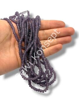 El Yapımı Mat Silindir Cam Boncuk Mor 4x2,5 mm