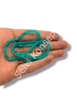 El Yapımı Mat Silindir Cam Boncuk Turkuaz 4x2,5 mm
