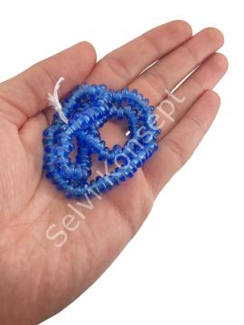Rondela Dizi Cam Boncuk Şeffaf Mavi 7,5x3,5 mm
