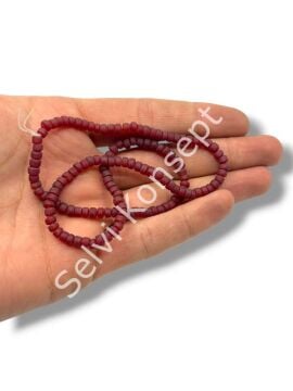 El Yapımı Mat Silindir Cam Boncuk Bordo 4x2,5 mm