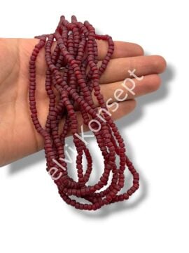 El Yapımı Mat Silindir Cam Boncuk Bordo 4x2,5 mm