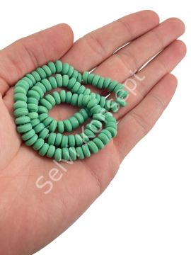 Rondela Dizi Cam Boncuk Mint Yeşili 7,5x3,5 mm