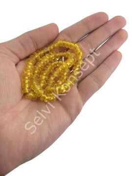 Rondela Dizi Cam Boncuk Şeffaf Sarı 7,5x3,5 mm