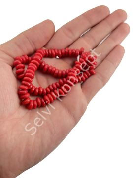 Rondela Dizi Cam Boncuk Kırmızı 7,5x3,5 mm