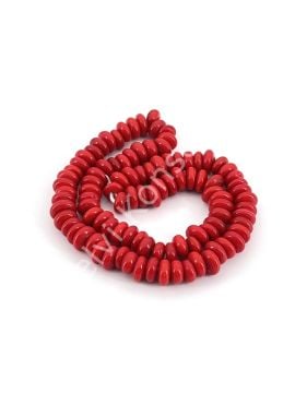 Rondela Dizi Cam Boncuk Kırmızı 7,5x3,5 mm