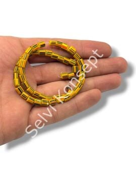 El Yapımı Renkli Çizgili Silindir Dizi Cam Boncuk 5 mm