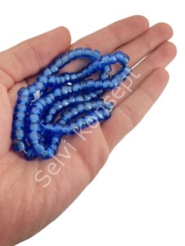 Silindir Dizi Cam Boncuk Çanak Mavi 7x5 mm