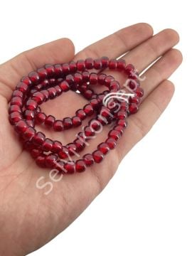 Silindir Dizi Cam Boncuk Şeffaf Kırmızı 7x5 mm