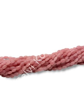 El Yapımı Yassı Cam Boncuk Dizi Pembe  5x6 mm
