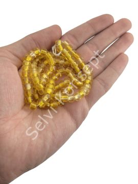 Silindir Dizi Cam Boncuk Şeffaf Sarı  7x5 mm