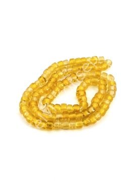Silindir Dizi Cam Boncuk Şeffaf Sarı  7x5 mm