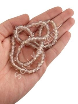 Silindir Dizi Cam Boncuk Şeffaf Fildişi  7x5 mm