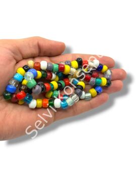 El Yapımı Silindir Dizi Cam Boncuk Karışık Renkli 9x7 mm