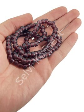 Silindir Dizi Cam Boncuk Şeffaf Mürdüm  7x5 mm