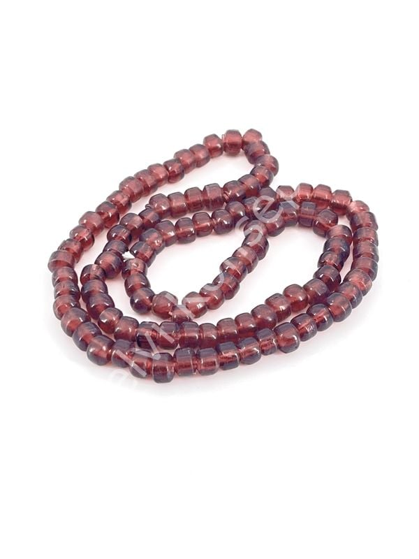 Silindir Dizi Cam Boncuk Şeffaf Mürdüm  7x5 mm