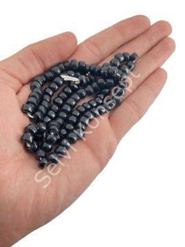 Silindir Dizi Cam Boncuk Siyah  7x5 mm