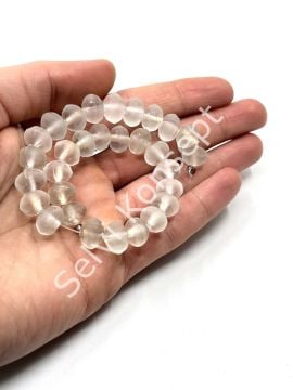 Buzlu Afrika Geri Dönüştürülmüş Dizi Cam Boncuk Şeffaf 11x8 mm