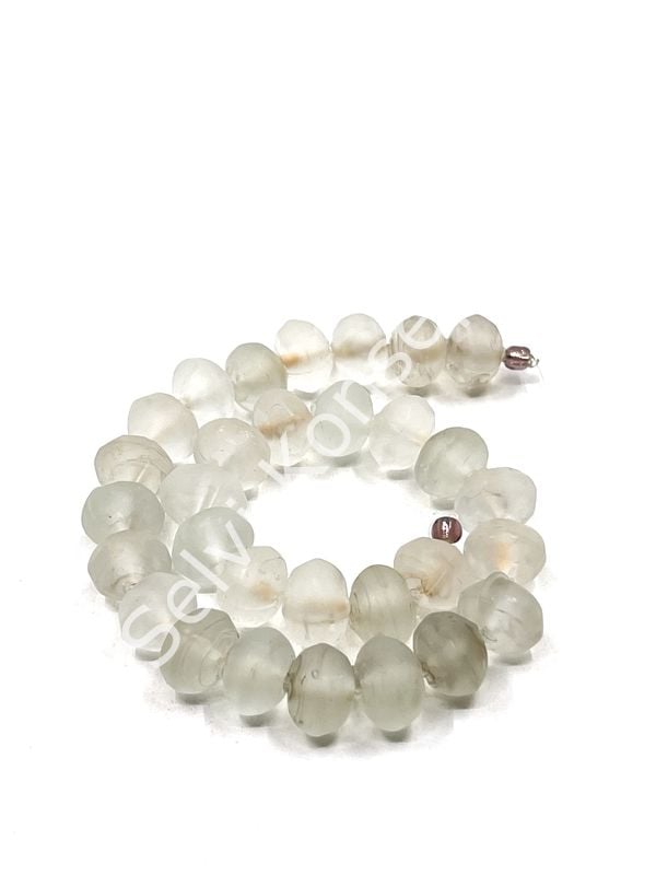 Buzlu Afrika Geri Dönüştürülmüş Dizi Cam Boncuk Şeffaf 11x8 mm