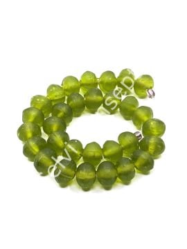 Buzlu Afrika Geri Dönüştürülmüş Dizi Cam Boncuk Yeşil 11x8 mm