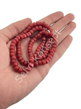 Silindir Dizi Cam Boncuk Bordo  7x5 mm