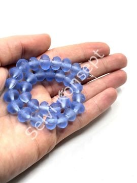 Buzlu Afrika Geri Dönüştürülmüş Dizi Cam Boncuk Saks Mavi 11x8 mm