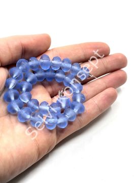 Buzlu Afrika Geri Dönüştürülmüş Dizi Cam Boncuk Saks Mavi 11x8 mm