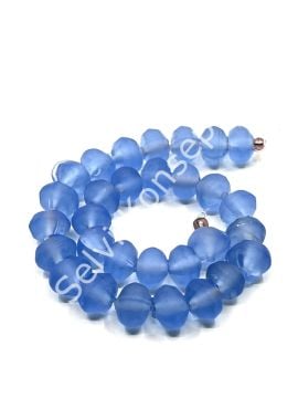 Buzlu Afrika Geri Dönüştürülmüş Dizi Cam Boncuk Saks Mavi 11x8 mm