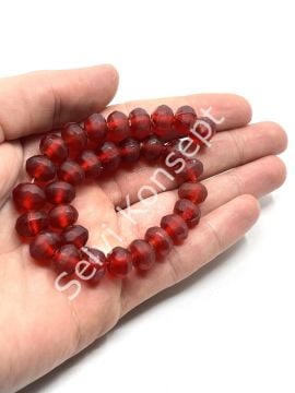 Buzlu Afrika Geri Dönüştürülmüş Dizi Cam Boncuk Kırmızı 11x8 mm