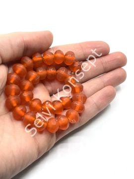 Buzlu Afrika Geri Dönüştürülmüş Dizi Cam Boncuk Turuncu 11x8 mm