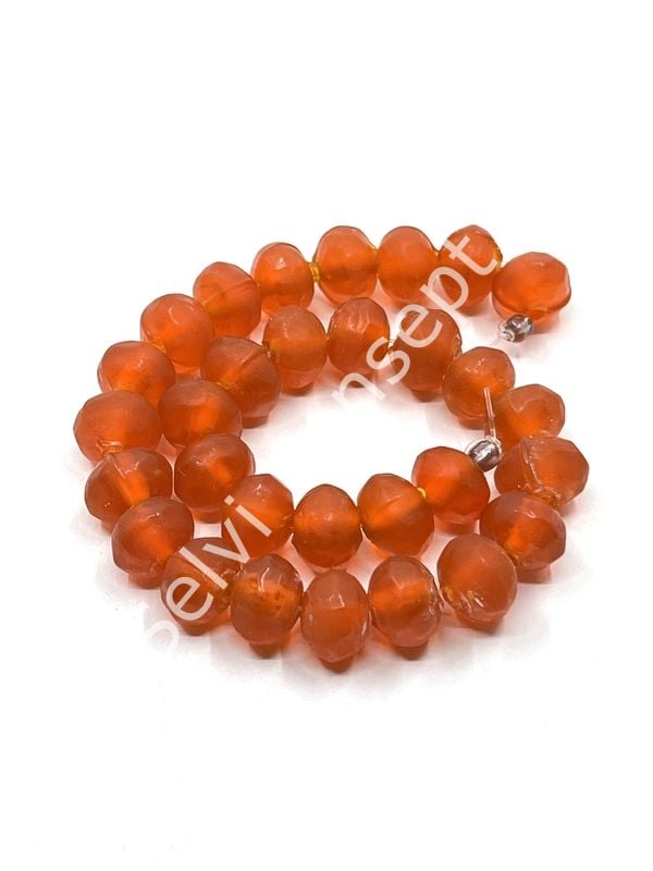 Buzlu Afrika Geri Dönüştürülmüş Dizi Cam Boncuk Turuncu 11x8 mm