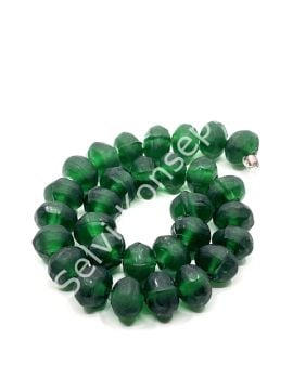 Buzlu Afrika Geri Dönüştürülmüş Dizi Cam Boncuk Zümrüt Yeşili 11x8 mm