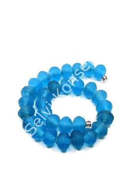 Buzlu Afrika Geri Dönüştürülmüş Dizi Cam Boncuk Mavi 11x8 mm