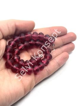 Buzlu Afrika Geri Dönüştürülmüş Dizi Cam Boncuk Mürdüm 11x8 mm