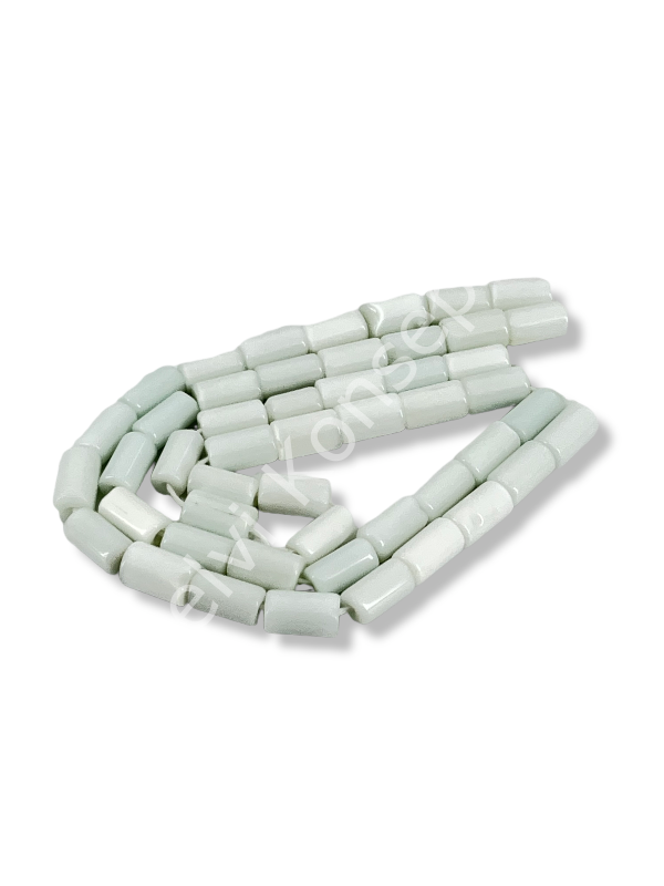 Silindir Kedi Gözü Cam Boncuk Beyaz 10x7 mm
